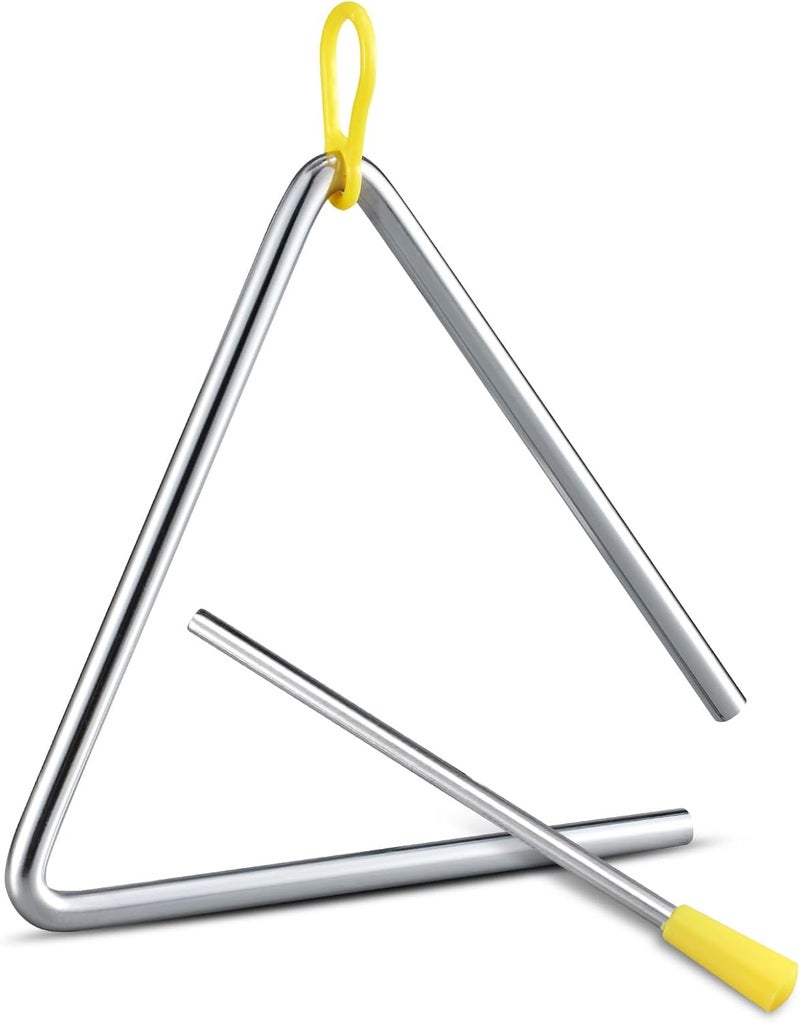 TIPTAP Hand Percussion Triangle, 6IN Musical Steel Triangle with Striker, Percussion Instrument with Exquisite Sound, Instrument for Orff Music Education - Image 1
